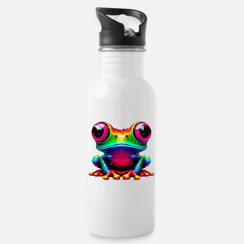 Frosch - Trinkflasche mit integriertem Trinkhalm - Weiß