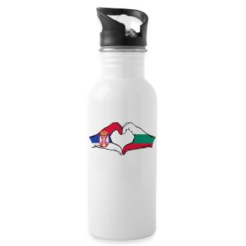 Serbien Bulgarien Flagge Hände Herzform - Trinkflasche mit integriertem Trinkhalm - Weiß - Rechts