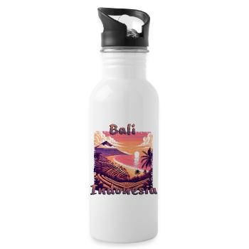 Bali Indonesia Sunset Beach Orange - Water bottle with straw - white - Right