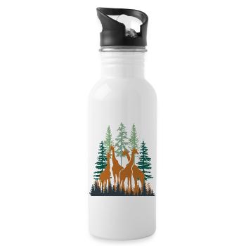 Girafes parmi les arbres - Gourde avec paille intégrée - blanc - Droite