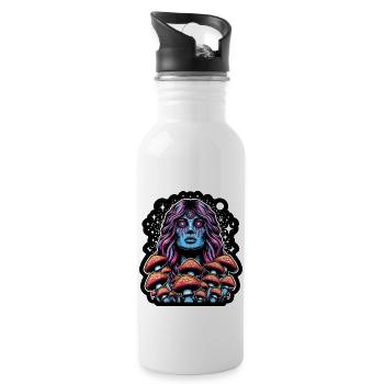 Psychedelic Mushroom Oracle - Trinkflasche mit integriertem Trinkhalm - Weiß - Rechts