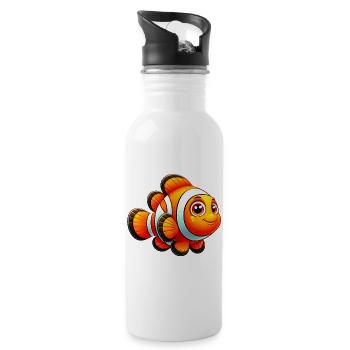 Poisson-clown - Gourde avec paille intégrée - blanc - Droite