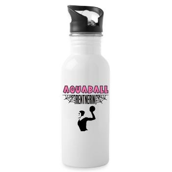 Aquaball Rentnerin Aquaballerin Rente Ruhestand - Trinkflasche mit integriertem Trinkhalm - Weiß - Rechts