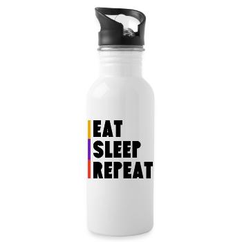 Eat - Sleep - Repeat - Trinkflasche mit integriertem Trinkhalm - Weiß - Rechts