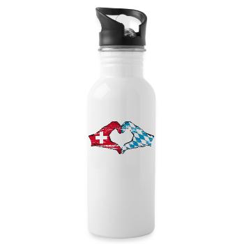 Switzerland Bavaria Flag Hands Heart Shape Used - Water bottle with straw - white - Right