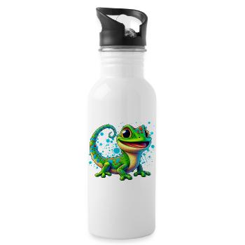 Gecko - Trinkflasche mit integriertem Trinkhalm - Weiß - Rechts