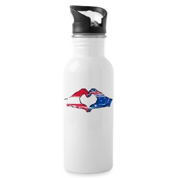 Austria Australia Flag Heart Shape - Water bottle with straw - white - Right