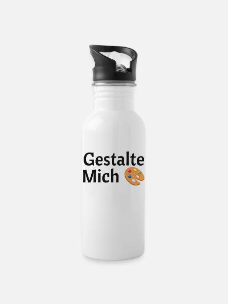 Gestalte mich - Trinkflasche mit integriertem Trinkhalm - Weiß