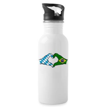 Bavière, Brésil, Drapeau, Mains, Forme Coeur Utilisé - Gourde avec paille intégrée - blanc - Droite