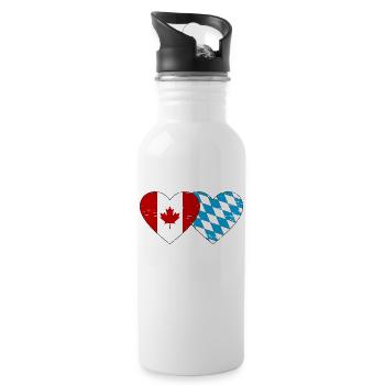 Drapeau Canada Bavière Coeur utilisé - Gourde avec paille intégrée - blanc - Droite