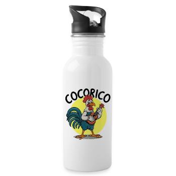 cocorico coq guitare - Gourde avec paille intégrée - blanc - Droite