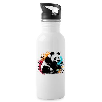 Panda - Gourde avec paille intégrée - blanc - Droite