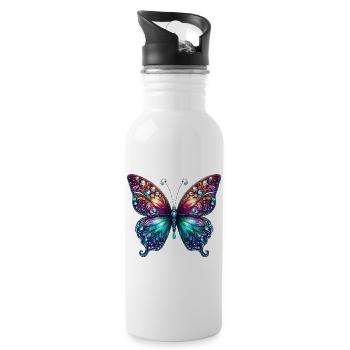Papillon Diamant Diamants Cristaux Cristal - Gourde avec paille intégrée - blanc - Droite