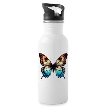 Papillon - Gourde avec paille intégrée - blanc - Droite