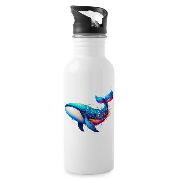 Wal - Trinkflasche mit integriertem Trinkhalm - Weiß - Rechts