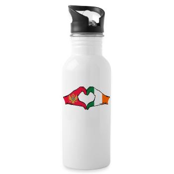 Montenegro Irland Flagge Hände Herzform - Trinkflasche mit integriertem Trinkhalm - Weiß - Rechts