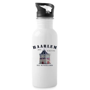 Haarlem Fassade De Waag, Niederlande Handzeichnung - Trinkflasche mit integriertem Trinkhalm - Weiß - Rechts