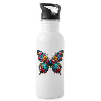 Butterfly - Water bottle with straw - white - Right