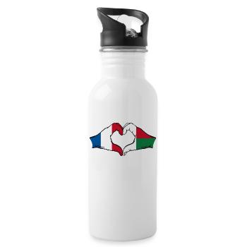France Madagascar Drapeau Mains Coeur - Gourde avec paille intégrée - blanc - Droite