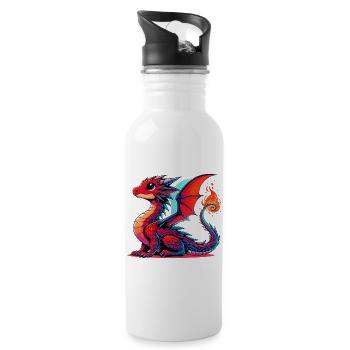 Drache - Trinkflasche mit integriertem Trinkhalm - Weiß - Rechts