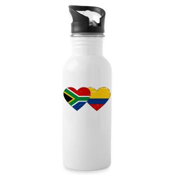 Afrique du Sud Colombie Drapeau Coeur Utilisé - Gourde avec paille intégrée - blanc - Droite