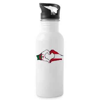 Algerien Österreich Flagge Hände Herzform - Trinkflasche mit integriertem Trinkhalm - Weiß - Rechts