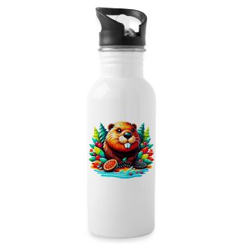 Beaver - Water bottle with straw - white - Right