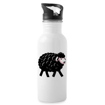 Schwarzes Schaf - Trinkflasche mit integriertem Trinkhalm - Weiß - Rechts