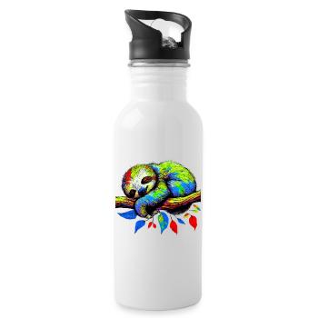Faultier - Trinkflasche mit integriertem Trinkhalm - Weiß - Rechts