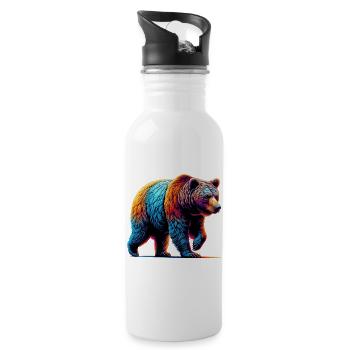 Bär - Trinkflasche mit integriertem Trinkhalm - Weiß - Rechts