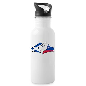 Scotland Slovenia Hands Heart Shape - Water bottle with straw - white - Right