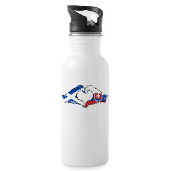 Scotland Slovakia Hands Heart Shape Used - Water bottle with straw - white - Right