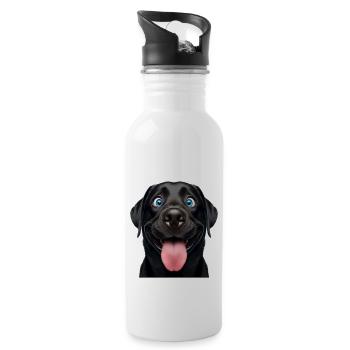 Happy Black Lab - Gourde avec paille intégrée - blanc - Droite
