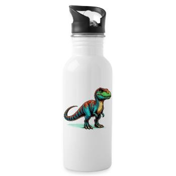 Dinosaurier - Trinkflasche mit integriertem Trinkhalm - Weiß - Rechts