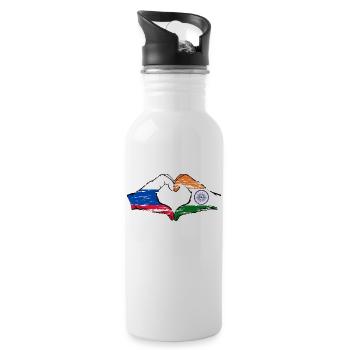 Russia India hands heart shape used - Water bottle with straw - white - Right