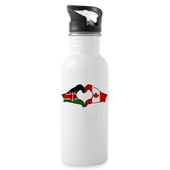 Kenya Canada Hands Heart Shape - Water bottle with straw - white - Right