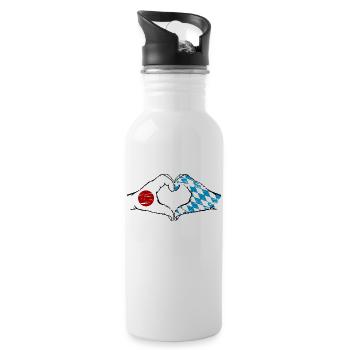 Japan Bavaria hands heart shape used - Water bottle with straw - white - Right