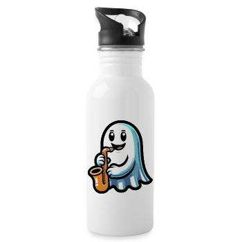 Fantôme d’Halloween jouant du saxophone - Gourde avec paille intégrée - blanc - Droite