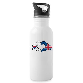 South Korea Iceland Hands Heart Shape - Water bottle with straw - white - Right