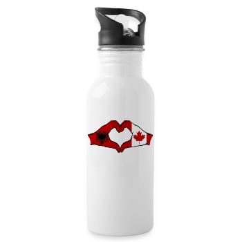Albania Canada Hands Heart Shape - Water bottle with straw - white - Right