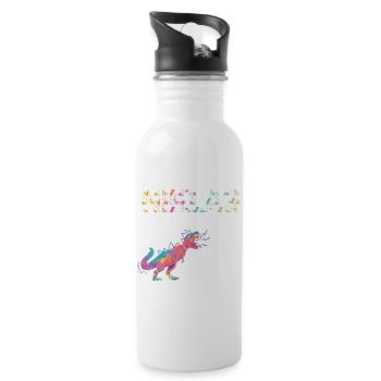 NIKLAS - Beautiful boy name with dinosaur - Water bottle with straw - white - Right
