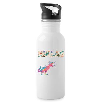 NIKLAS - Beautiful boy name with dinosaur - Water bottle with straw - white - Right
