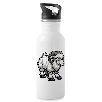 Schaf Steinbock - Trinkflasche mit integriertem Trinkhalm - Weiß - Rechts