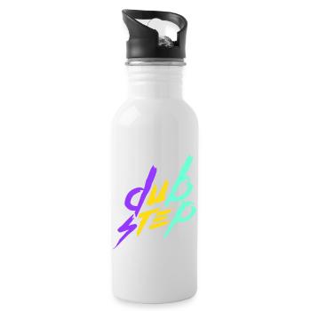 Dub Step Techno Music Party Club Text Lettering - Water bottle with straw - white - Right