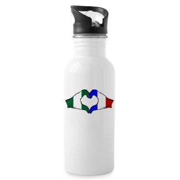 Nigeria France Drapeau Coeur Forme - Gourde avec paille intégrée - blanc - Droite