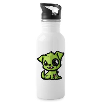 Hund Halloween Zombie Comic - Trinkflasche mit integriertem Trinkhalm - Weiß - Rechts