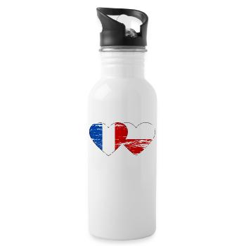 France Pologne Drapeau Coeur utilisé - Gourde avec paille intégrée - blanc - Droite