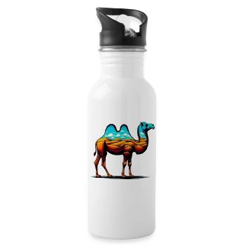 Kamel - Trinkflasche mit integriertem Trinkhalm - Weiß - Rechts