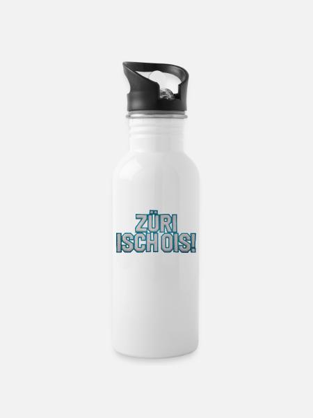 ZÜRI ISCH OIS! - Water bottle with straw - white