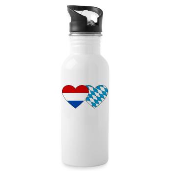 Holland Bavaria Flag Heart - Water bottle with straw - white - Right